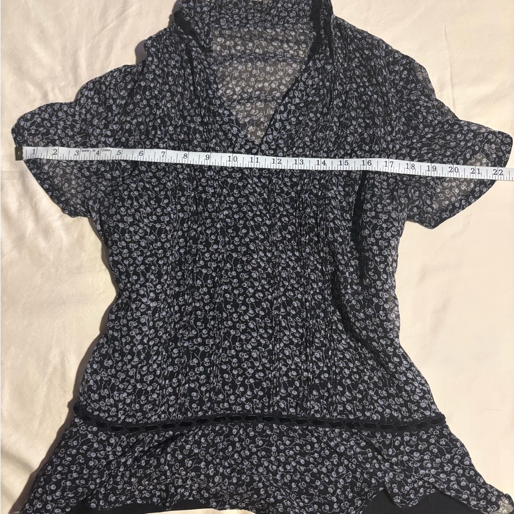 Black and White Floral Blouse